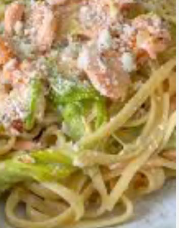 Linguine à la crème de saumon basilic